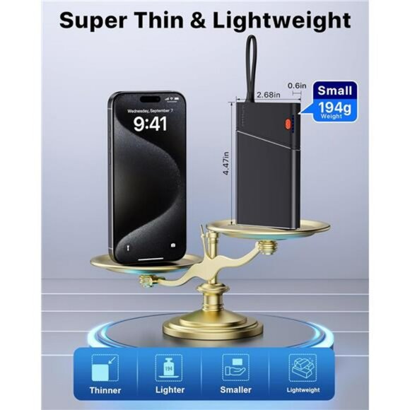 Portable Charger Power Bank 10000mAh Fast Charging USB C Slim Battery Pack - Picture 7 of 8